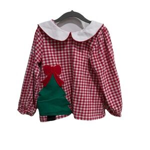 Girls Toddlers Smokingbird 4T Christmas Top Shirt Long Sleeve Gingham